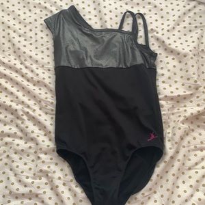 Black shimmer dance leotard